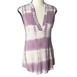 3/$20💥 Tie Dye V-Neck Tank Top Casual‎ Boho Sleeveless Hi-Lo Hem Blouse Small
